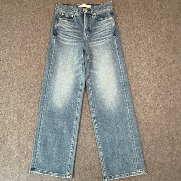 AYR The Secret Sauce Wide Leg Jeans Blue Wash Size 27S Comfort Stretch Boho Lux - Picture 1 of 13